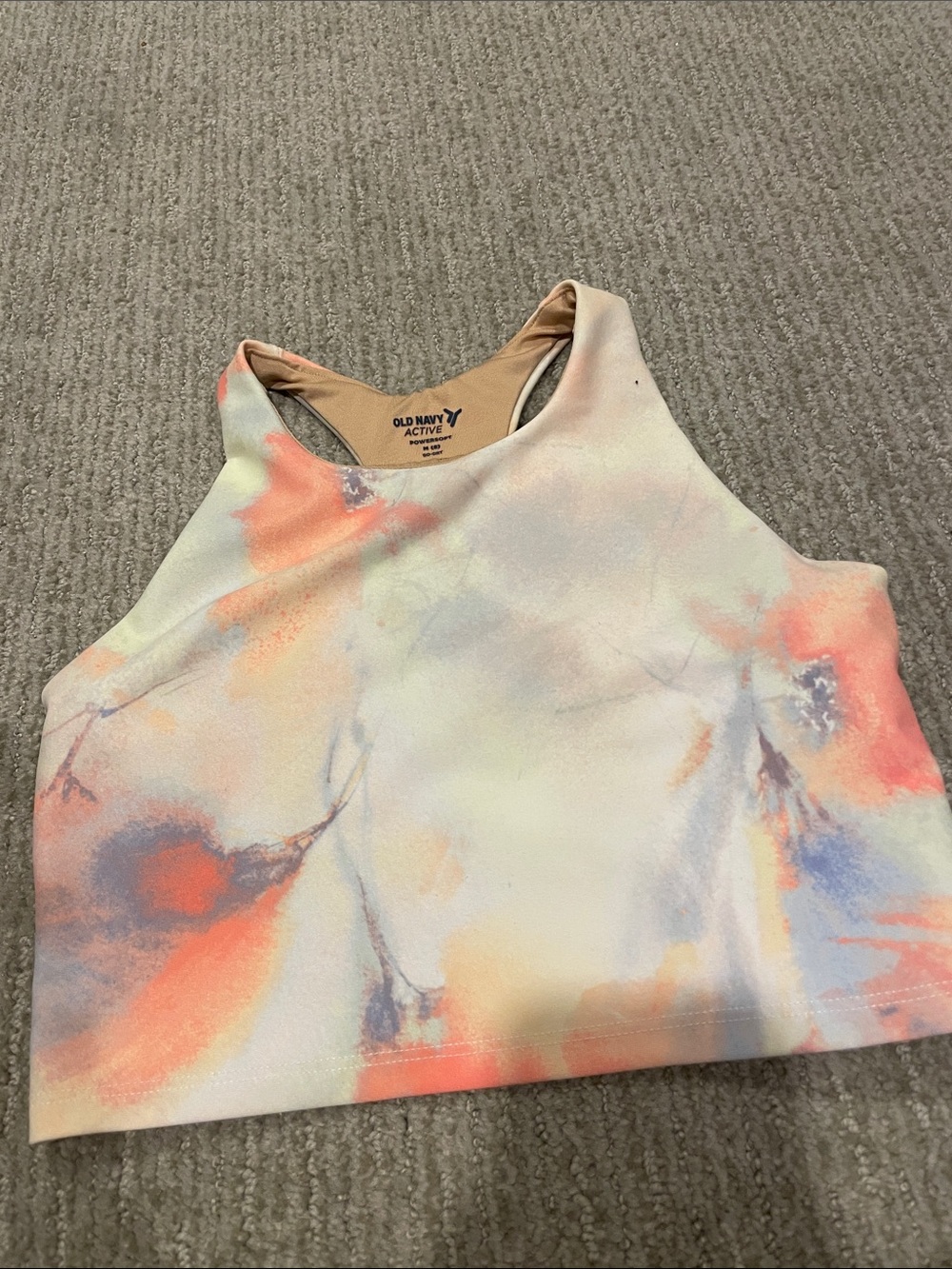 Old Navy Tie-Dye High Neck Cropped Tank - Peach, Light Blue, Cream